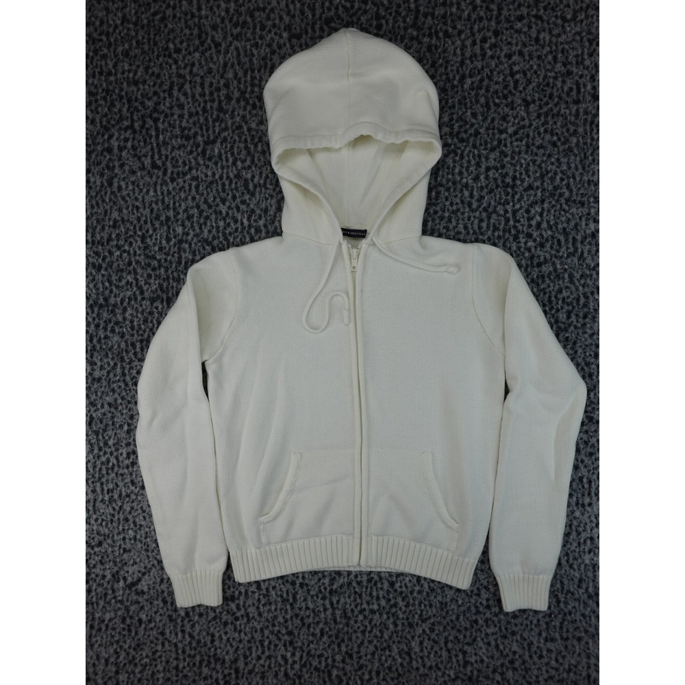 Brandy Melville Zip Up‎ Hoodie Womens One Size White Knit Cotton MH123B